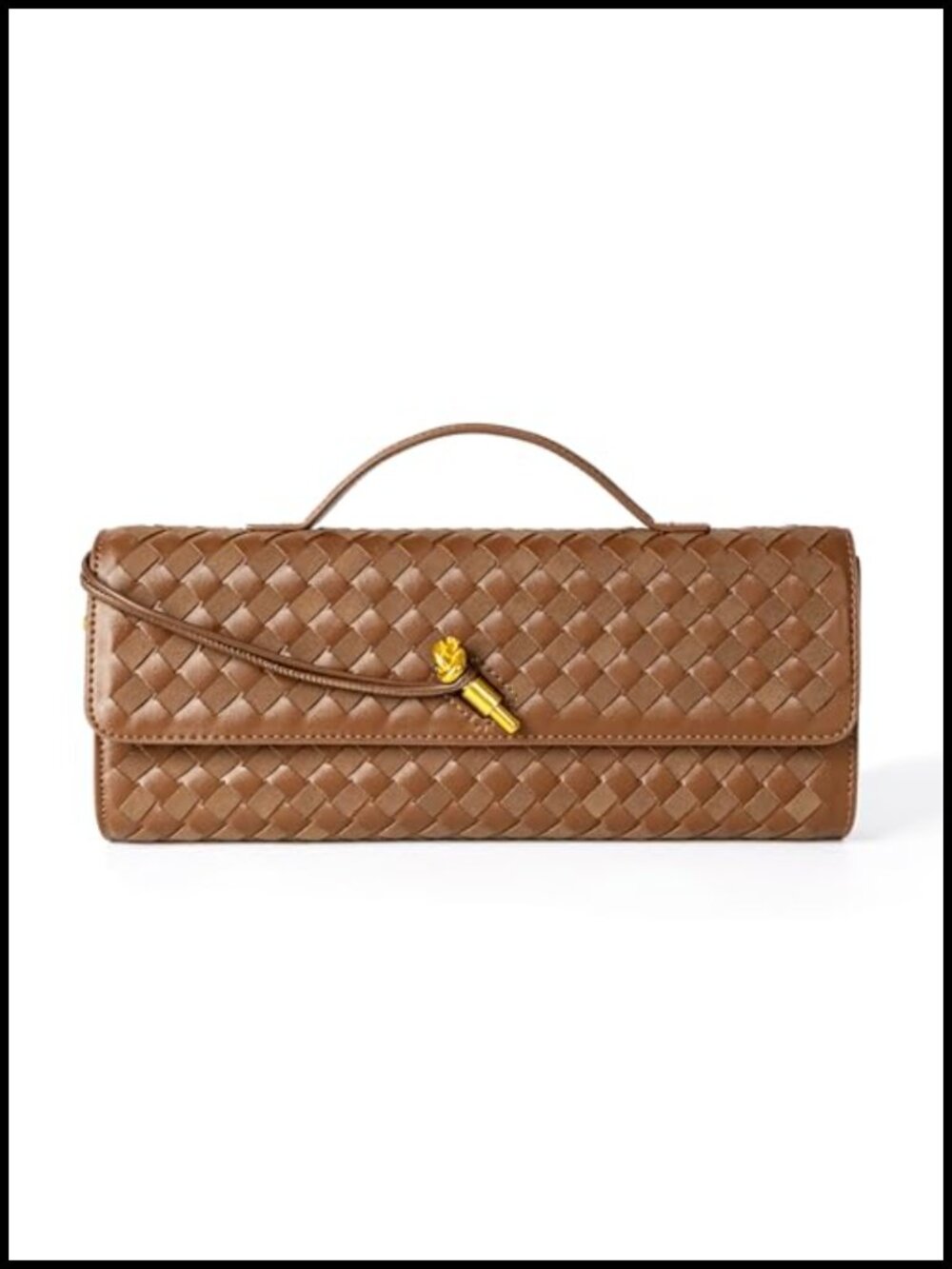 Woven Leather & Suede Evening Clutch Crossbody Bag with Adjustable Strap